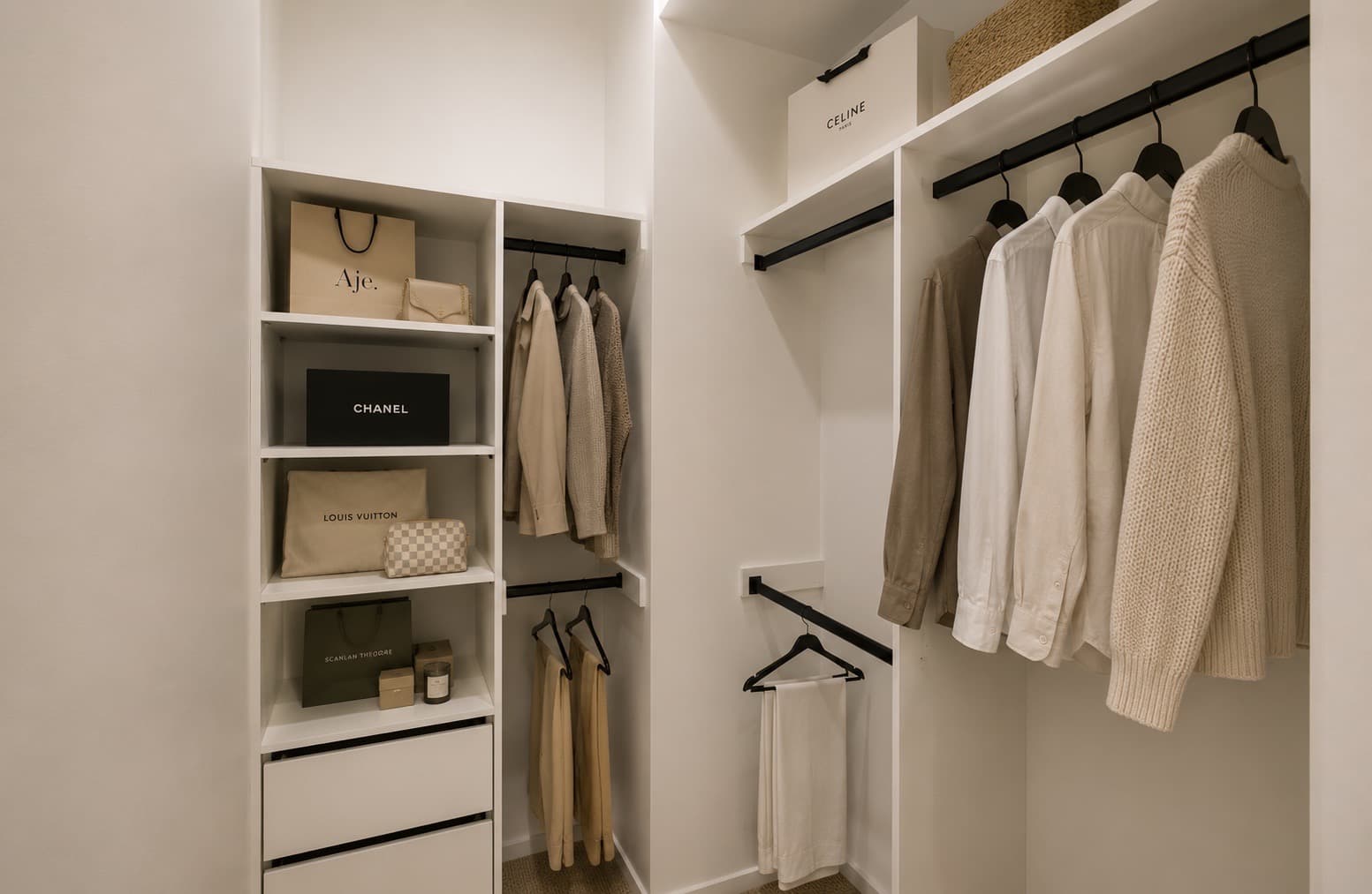 Walk-in wardrobe storage detail