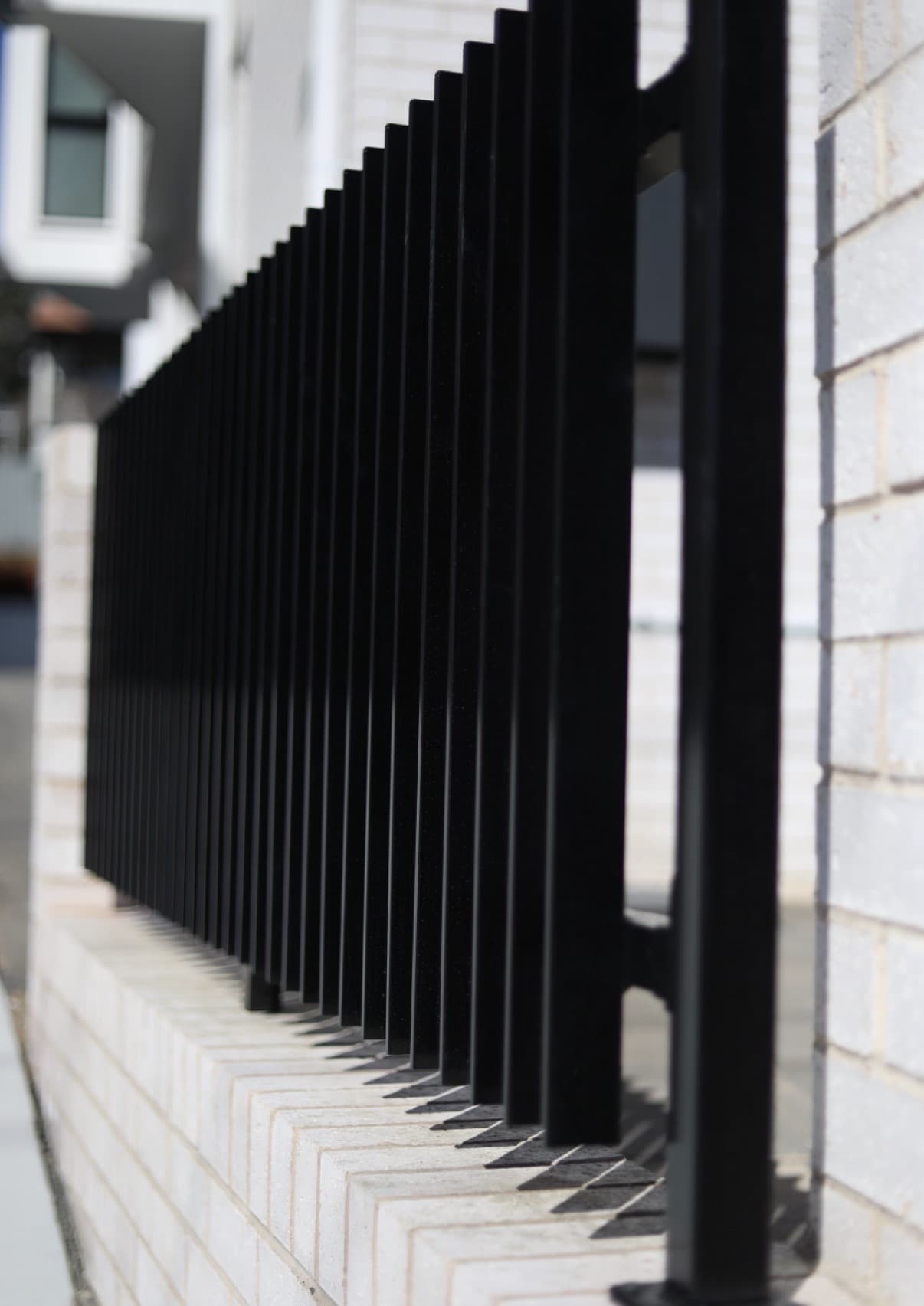 Black architectural fencing detail