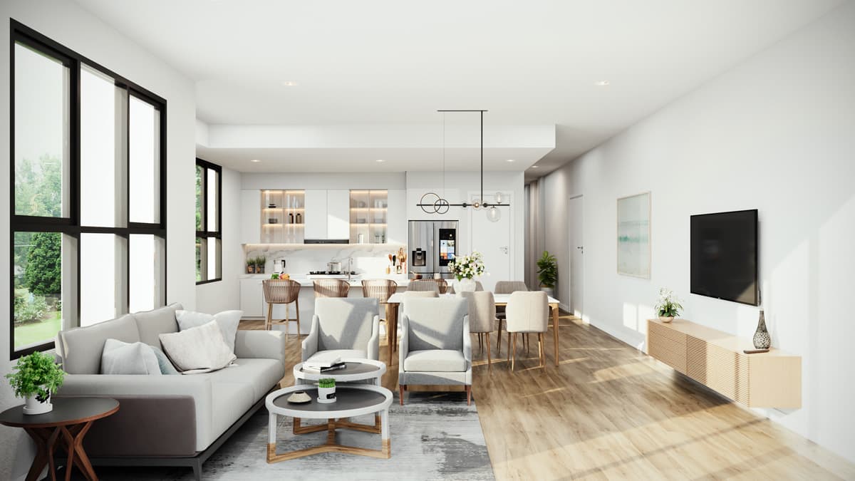 Open plan living example